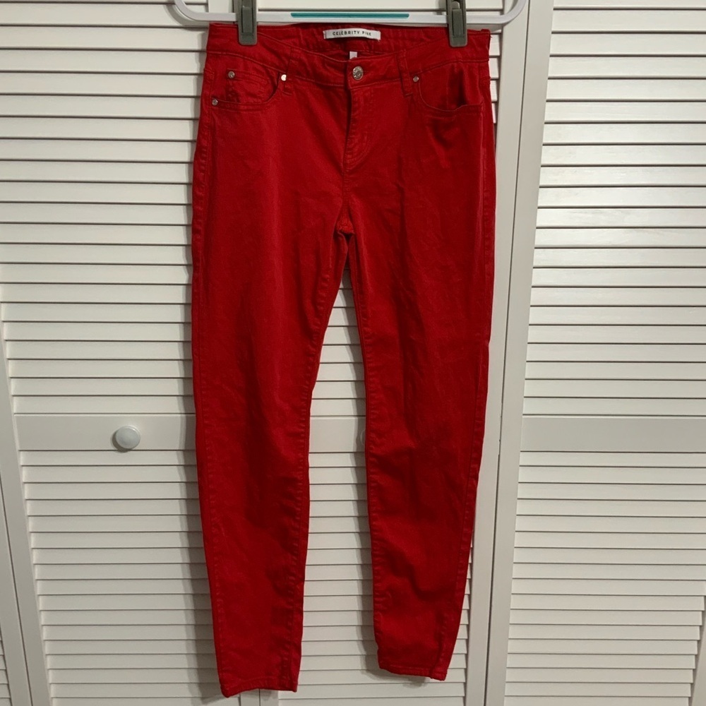 Celebrity Pink Red Mid Rise Skinny Size 9/29